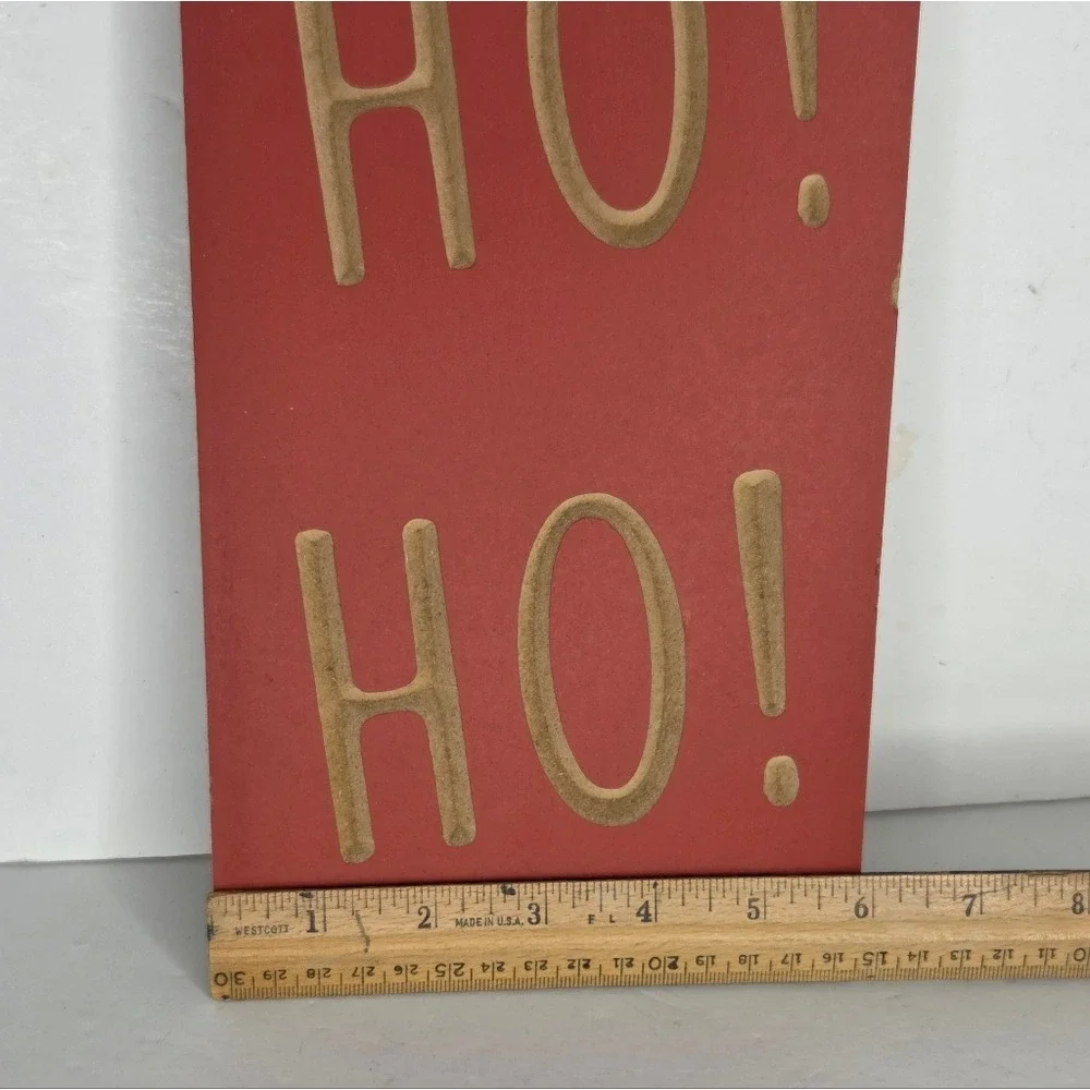 Red Ho Ho Ho Wooden Holiday Wall Hanging Sign Red‎ Buffalo Check Bow